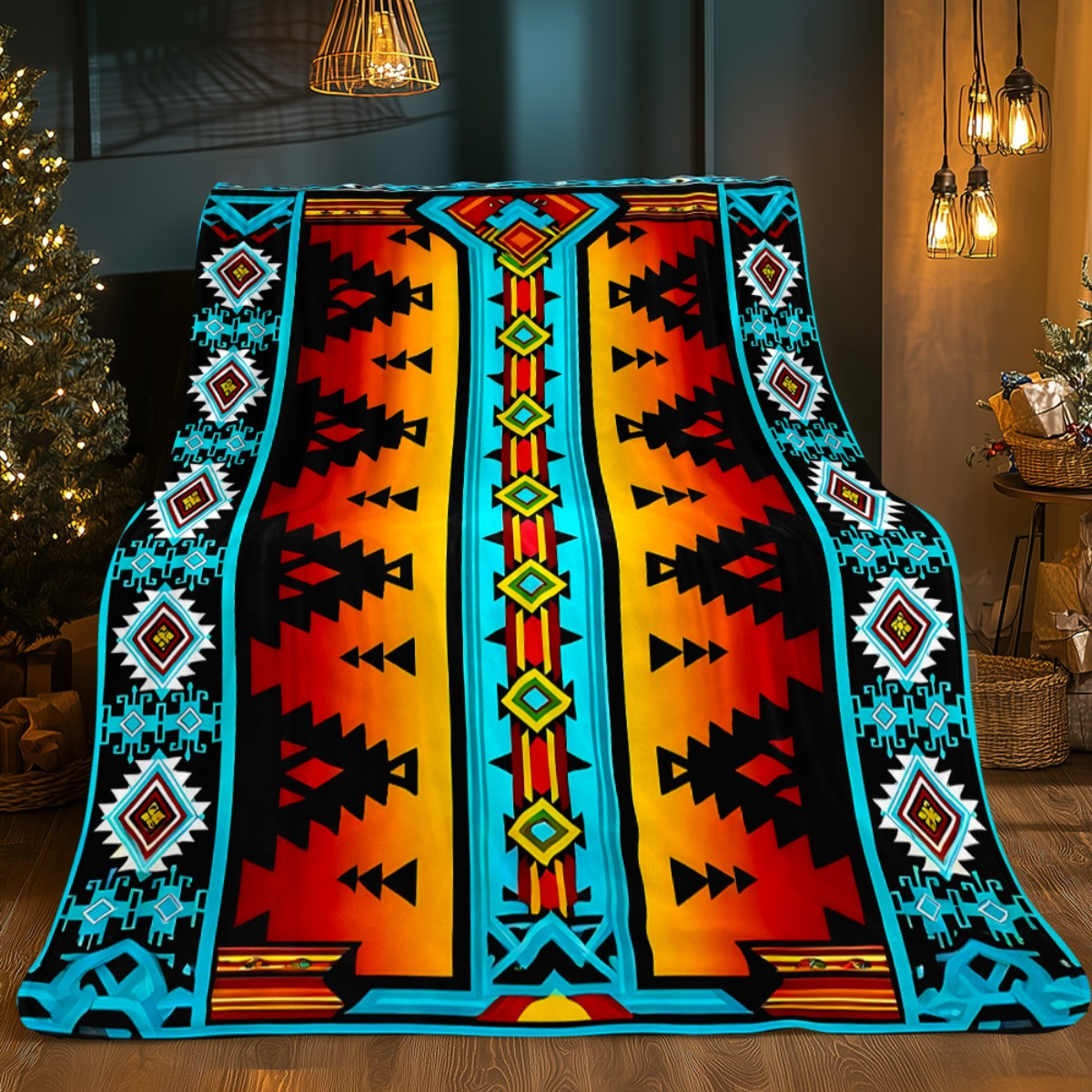 Tribal Pattern HD Print Flannel Blanket 280GSM Throw