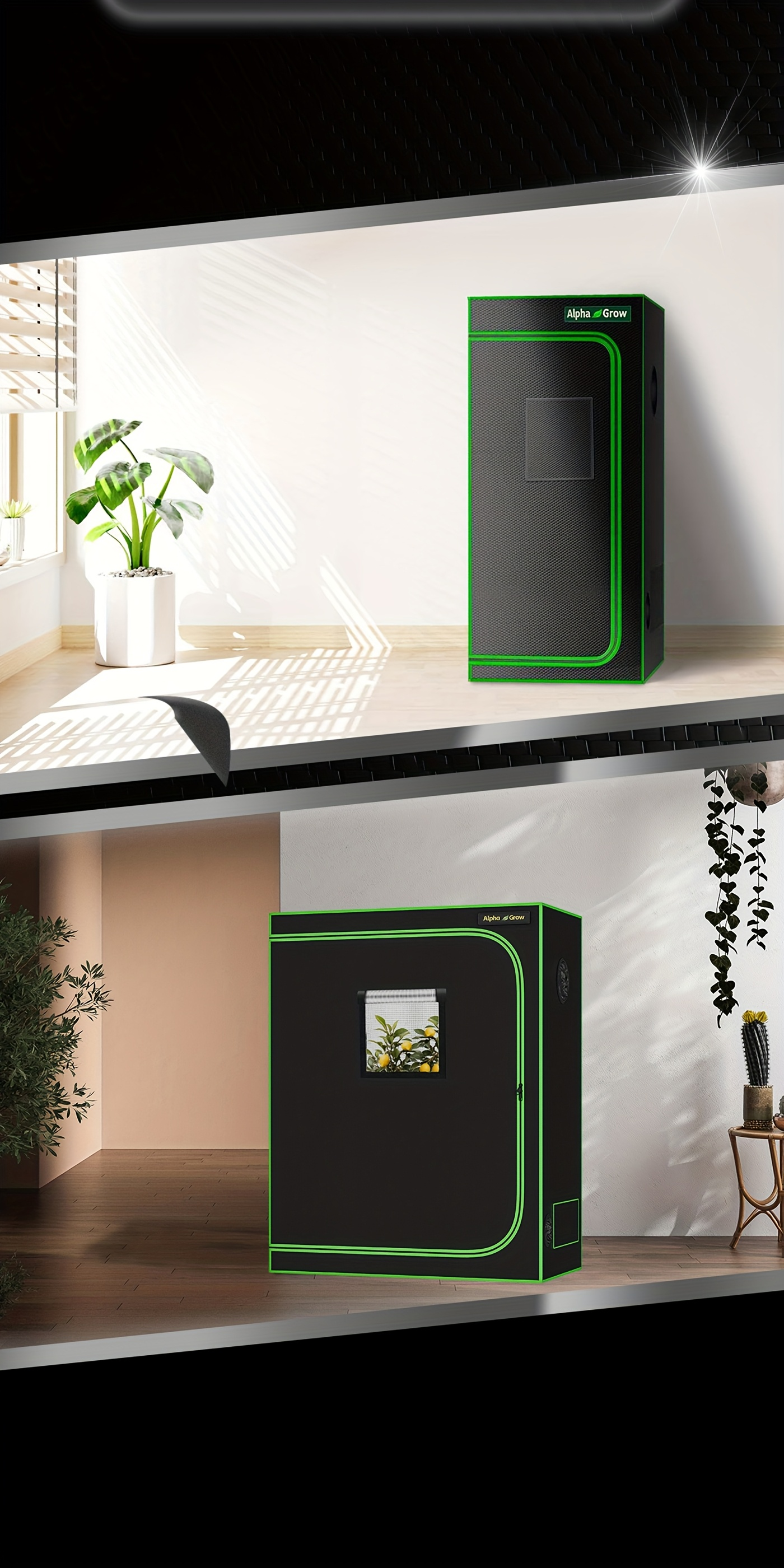 Grow Tent 1680D Thickened Mylar with Observation Window & Floor Tray, Pro-Grade Indoor Hydroponic Growing