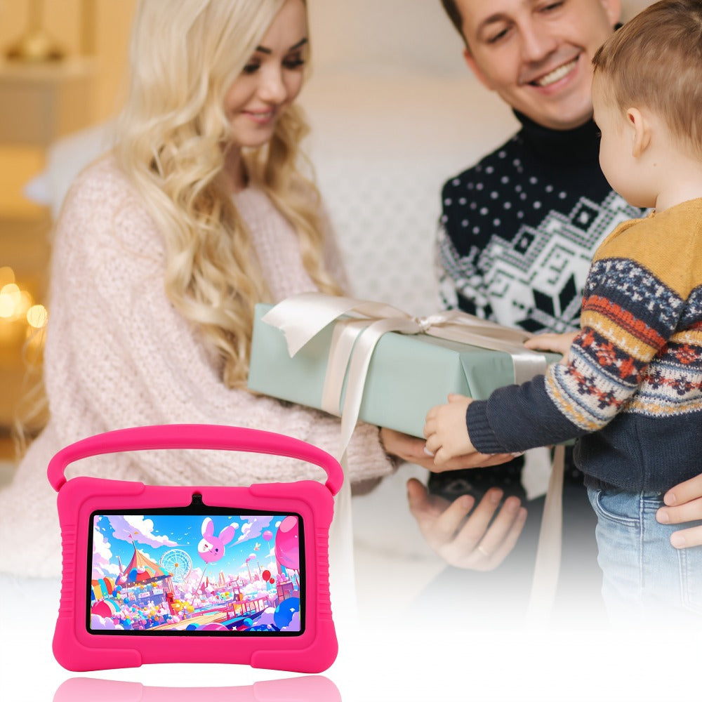 Kids Tablet 7 Inch with Android, 2GB RAM, 16GB Built-In Storage, Dual Cameras and Silicone Case