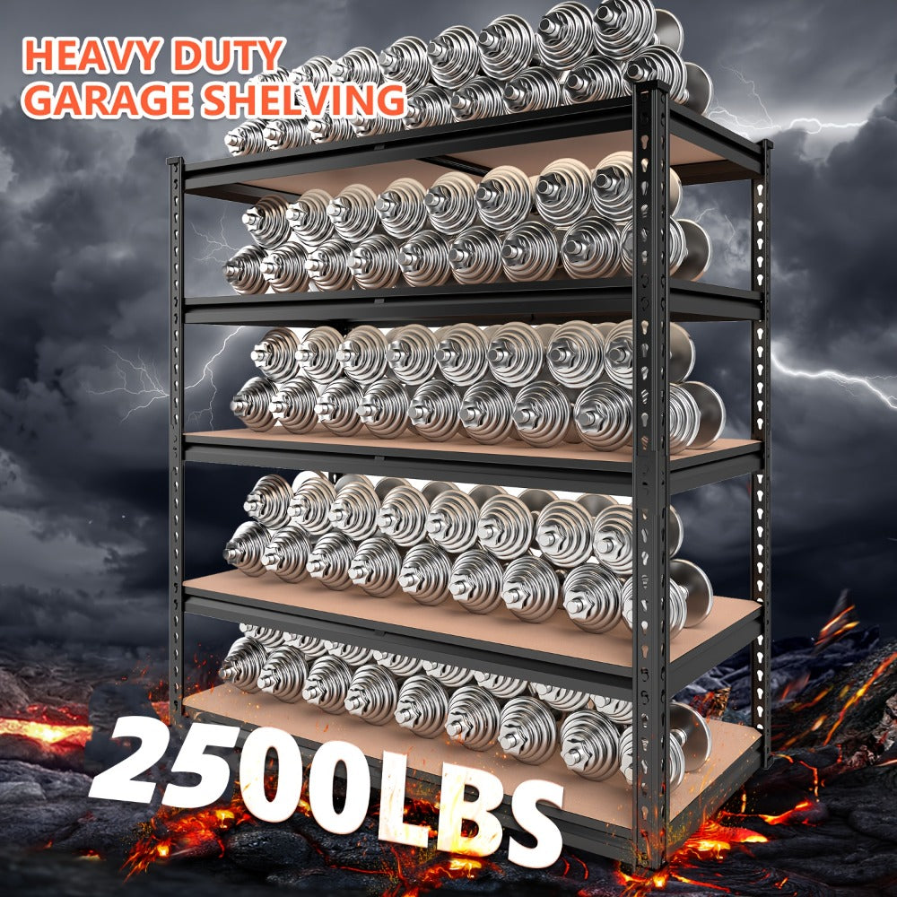 5-Tier Garage Shelving Unit with Adjustable Steel Shelves in Three Size and Capacity Options for Garage, Basement or Workshop