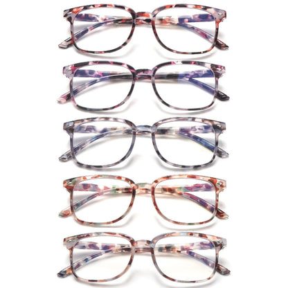 Reading Glasses – Five-Pair Multicolor Reader Set with Adjustable Spring Hinges with Multiple Strength and Color Options