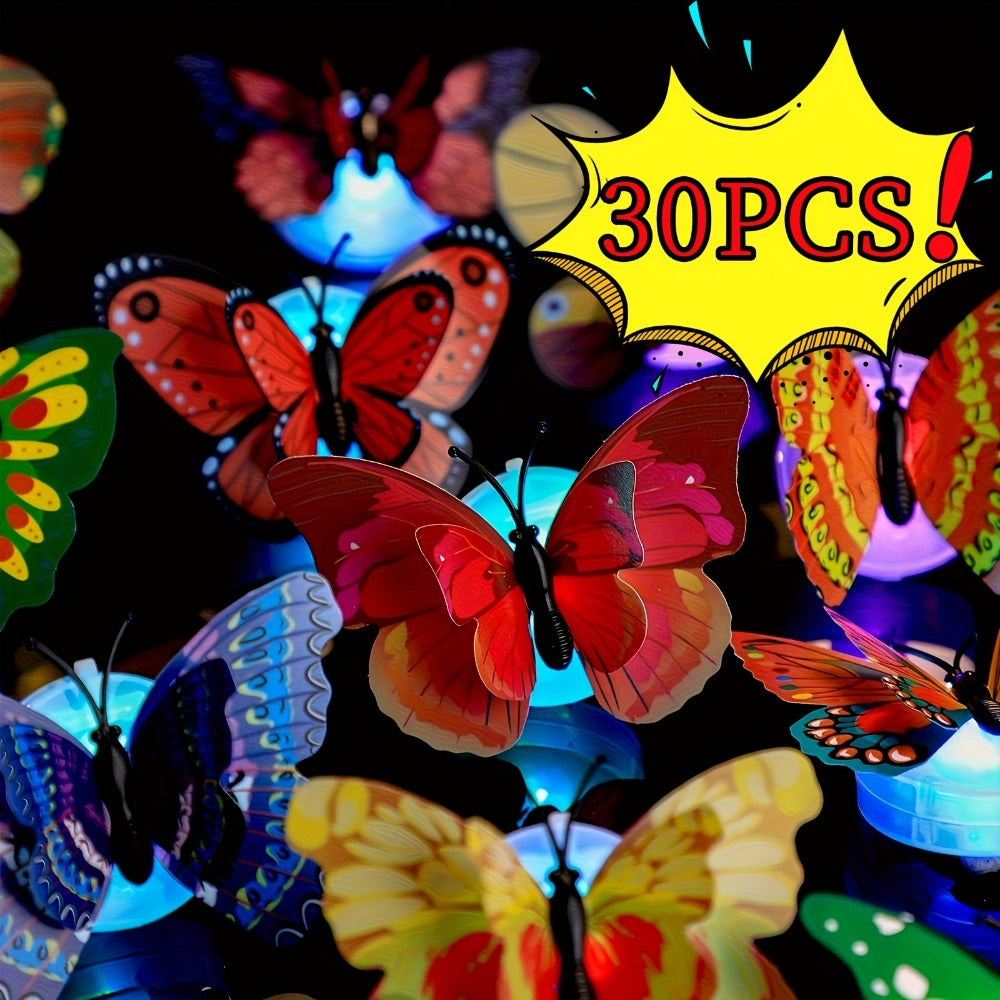 LED Butterfly Wall Stickers 30pcs 3D Glowing Butterfly Decorations Night Light Colorful Wall for Entryways, Bedrooms and Living Spaces