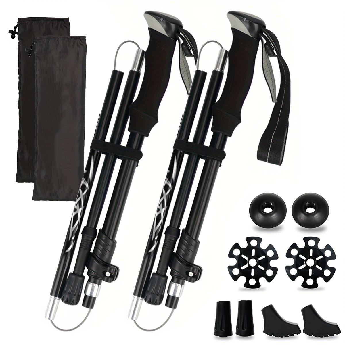 Aluminum Trekking Poles Set of 2 – Lightweight Quick-Lock Foldable Hiking Sticks with Ergonomic Non-Slip Grips