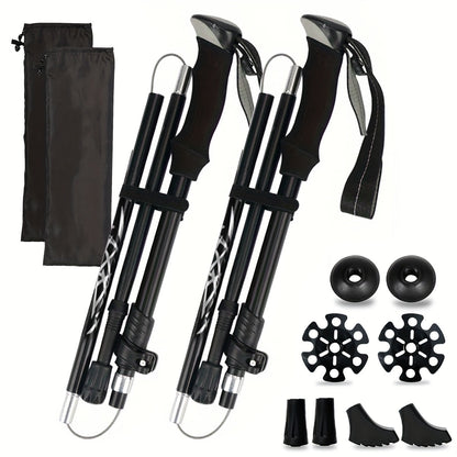 Aluminum Trekking Poles Set of 2 – Lightweight Quick-Lock Foldable Hiking Sticks with Ergonomic Non-Slip Grips