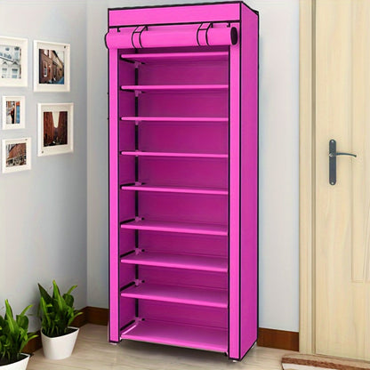 Shoe Rack 10-Layer Portable Cabinet for Up to 50 Pairs with Nonwoven Dust Cover and Steel Frame