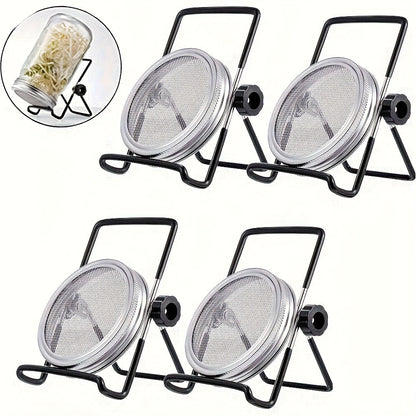 Sprouting Lids for Mason Jars 316 Stainless Steel Screen, 2pcs Lids & 2pcs Stands Wide Mouth Germination Kit