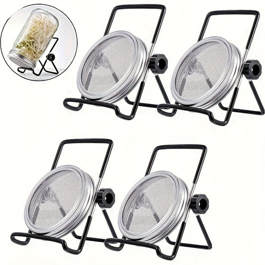 Sprouting Lids for Mason Jars 316 Stainless Steel Screen, 2pcs Lids & 2pcs Stands Wide Mouth Germination Kit