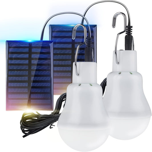 Outdoor Solar Light Bulb with 3.5M Cable – 110 Lumen 12 LED, 800mAh Rechargeable, 6000K Daylight, Portable Hanging Lamp for Garden, Yard