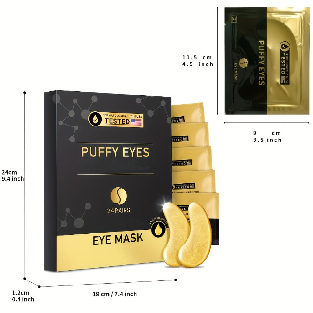 Under Eye Patches 24K Gold 24 Pairs – Collagen Hyaluronic Acid Eye Mask for Fine Lines, Wrinkles, Puffiness & Dark Circles