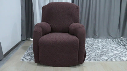 Four-Piece Geometric Jacquard Recliner Chair Cover Set with Labeled Left, Right, Back and Front Sections