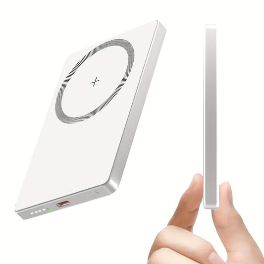 19W Fast Wireless Charging Power Bank 5000mAh Magnetic, High-Speed Mobile Charger with MagSafe-Compatible Snap-On Design