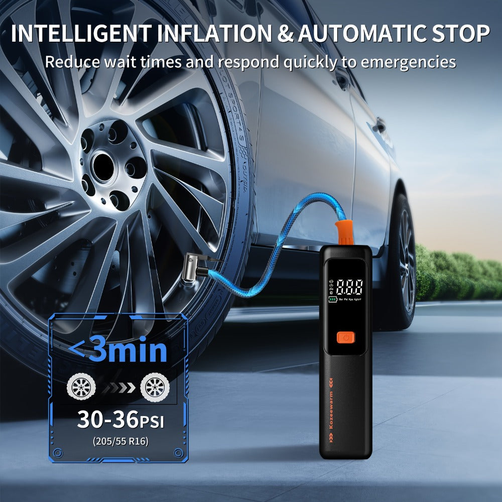 Cordless Tire Inflator Portable Air Compressor – USB-C Rechargeable, Digital Gauge, 3X Fast Inflation for Car Tires, Bikes