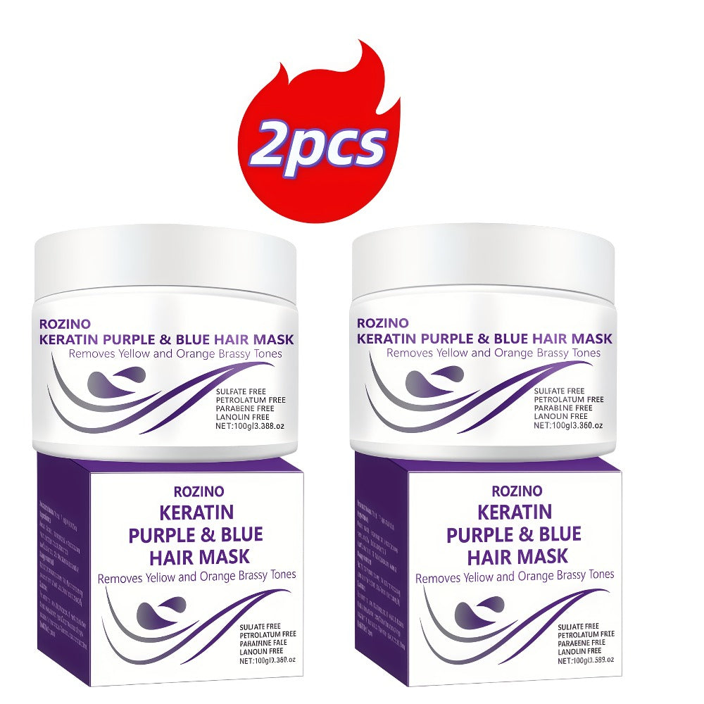 Purple Hair Mask Toner 2-Pack 3.53oz Removes Brassiness Yellow Tones Moisture, Violet Keratin Rosemary