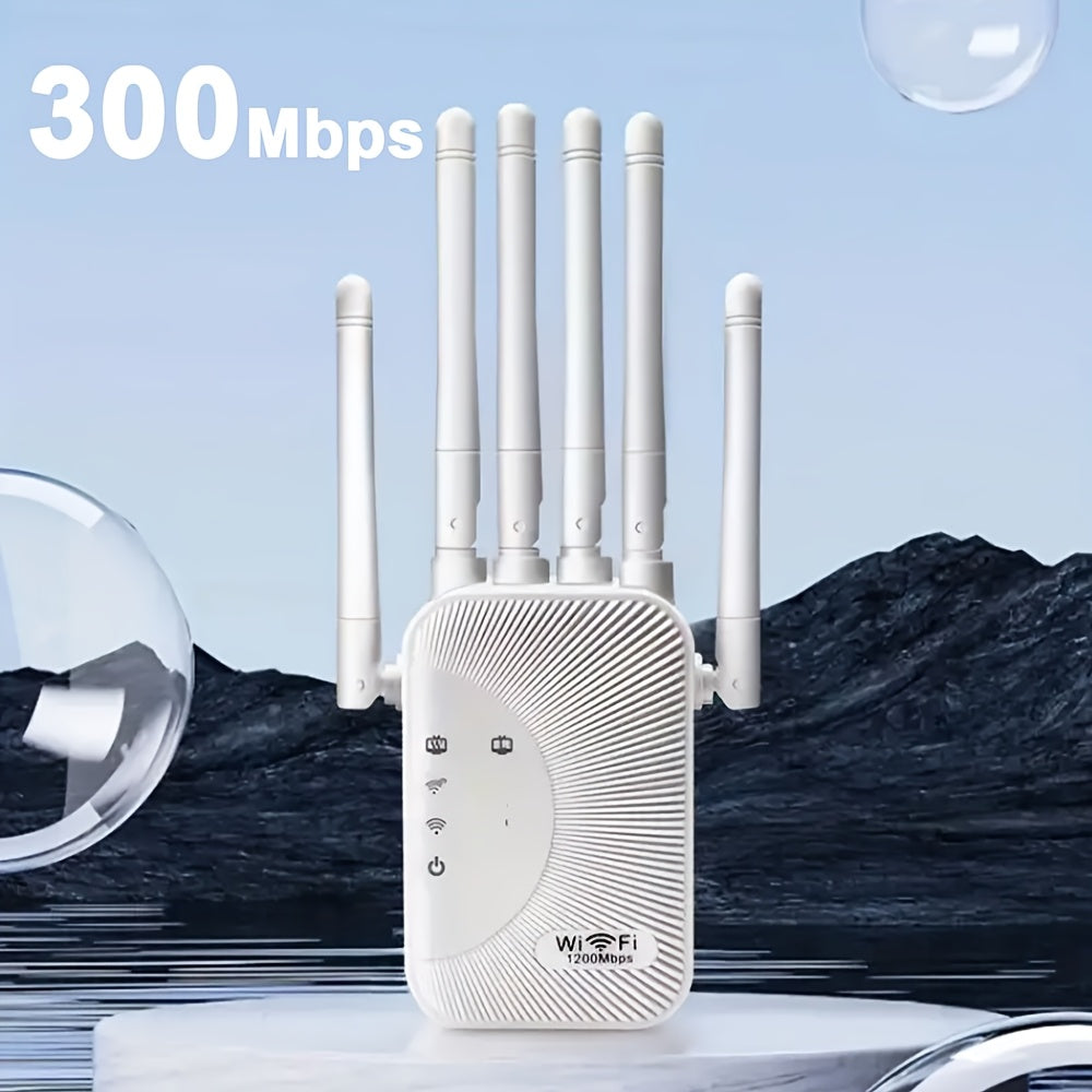 Ourlife WiFi Extender 11000 Sq Ft 6-Antenna 360° - 2.4GHz Signal Enhancer with Ethernet Port, Plug and Play