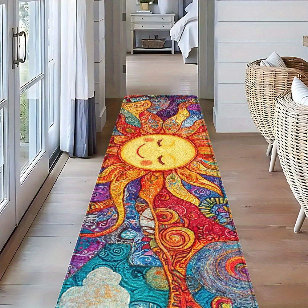 Boho Runner Rug Mandala Polyester Kitchen Hallway Mat Sun Totem Colorful Pattern Living Room Bathroom 5 Designs