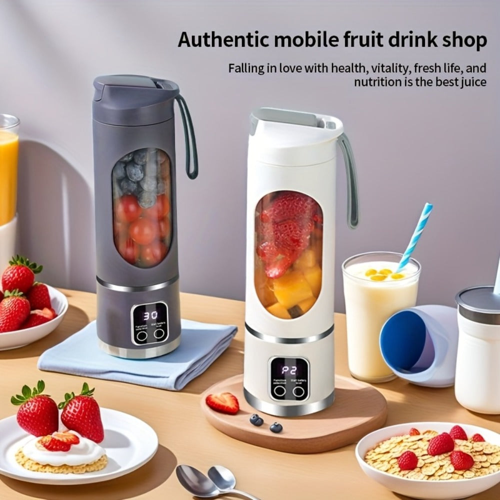 Portable Juicer USB Rechargeable with LED Display - Handheld Personal Blender for Smoothies, Juice & Ice Crush