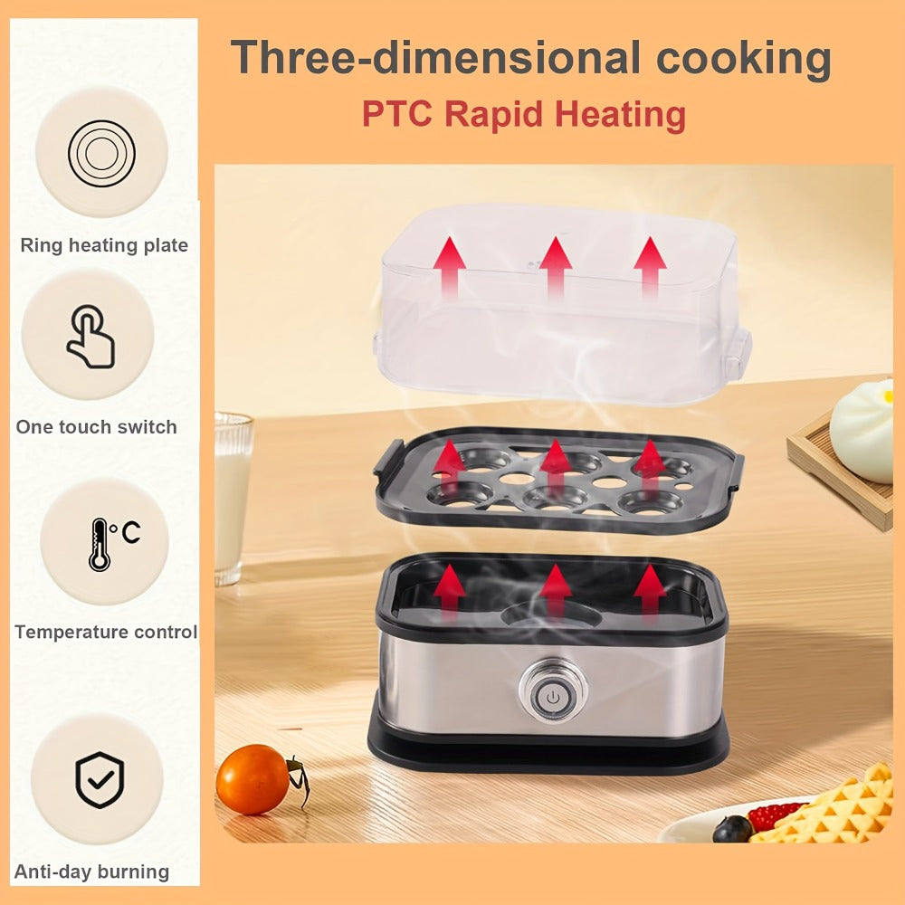 Rapid Electric Egg Cooker 6-Egg, 304 Stainless Steel Egg Boiler & Steamer for Hard, Medium & Boiled Eggs