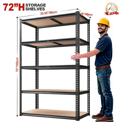 5-Tier Garage Shelving Unit Adjustable Storage Shelves 72"/60"H x 35.5"W x 16"D for Garage, Closet & Pantry Organization