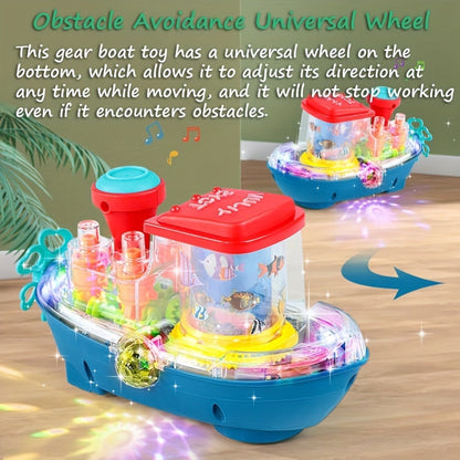 Interactive Sensory Boat Toy for Toddlers 2+, Underwater Ocean Theme with Fish & Coral, Rotating Scroll Screen & Music