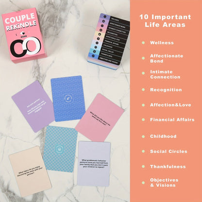 Couple Rekindle Conversation Card Game with 165 Cards, 10 Prompt Categories, Pink Box and Two-Person Play Format