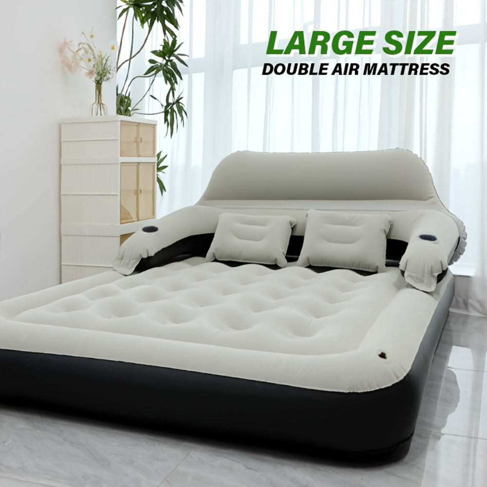 Inflatable Air Mattress with Backrest Pillow & Built-in Pump, Self-Inflating Portable Camping Bed for Outdoor Hiking Travel