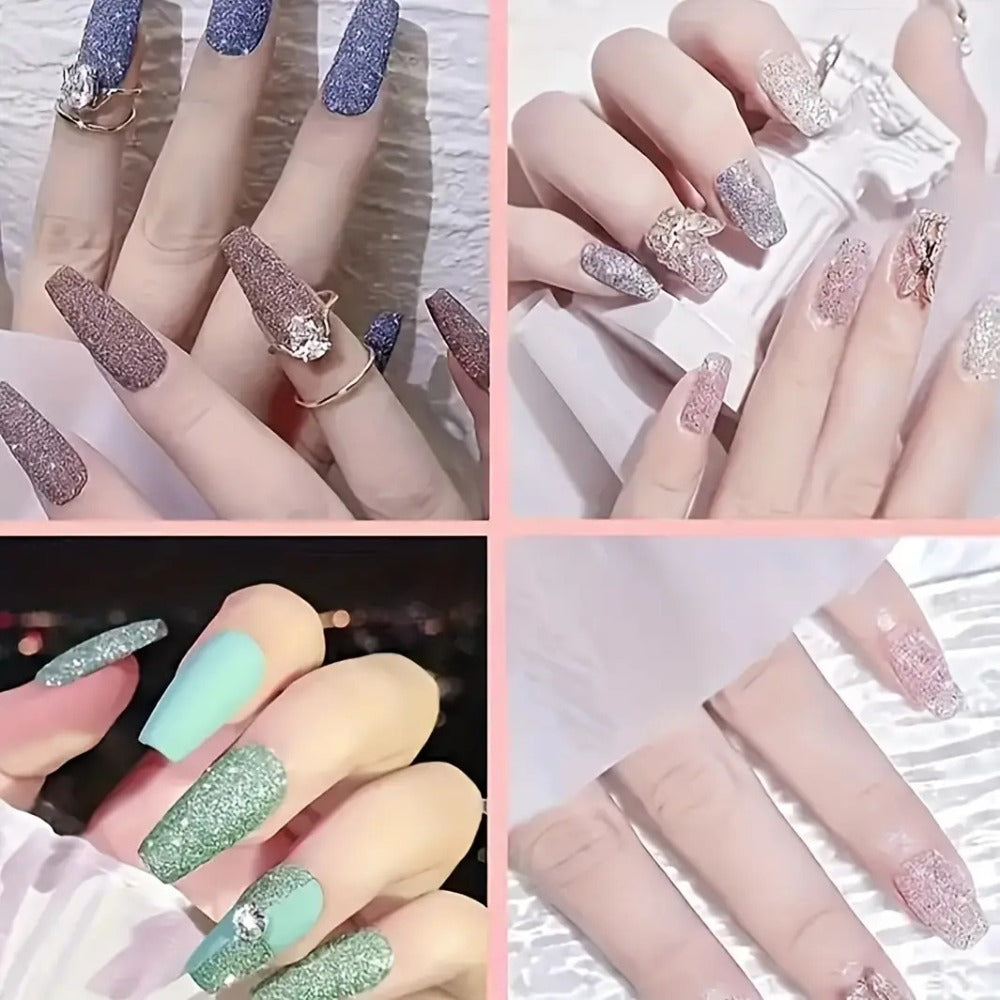 Acrylic Nail Kit 23-in-1 Complete Set with 12 Glitter Colors White & Pink Powder – DIY Nail Extension System No Glue No Liquid Needed