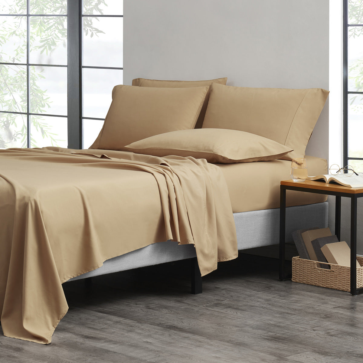 Microfiber and Bamboo Blend Sheet Set with 3- or 6-Piece Packages, 20 Colors and Five Bed Sizes