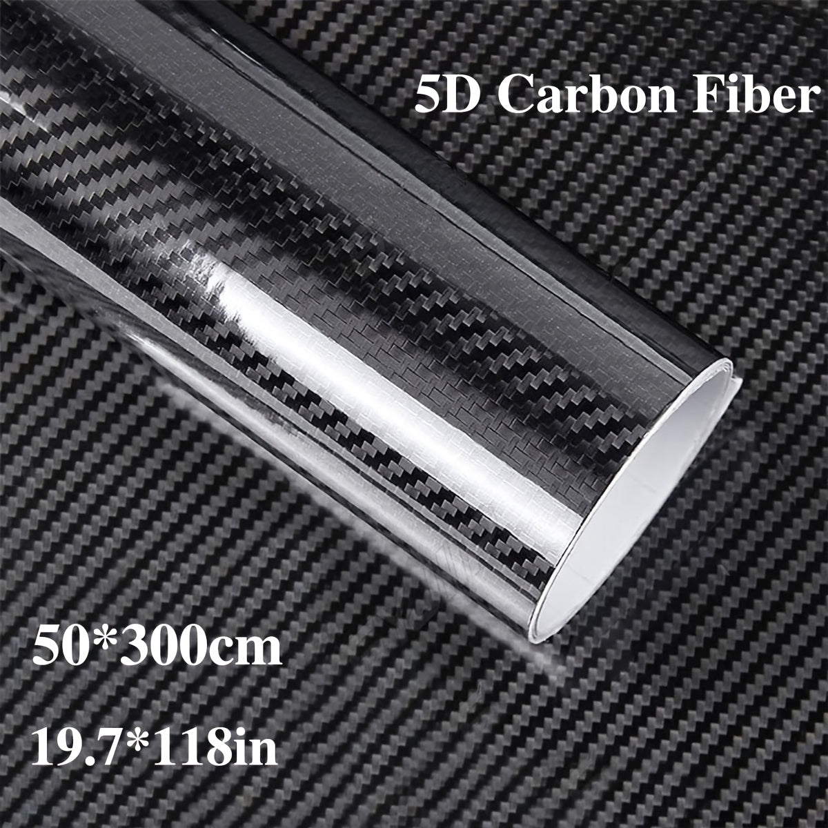 5D Carbon Fiber Vinyl Wrap 50cm x 300cm – Self-Adhesive Car Interior Decor Film, UV Protection, Scratch-Resistant, Dashboard Trim Sticker