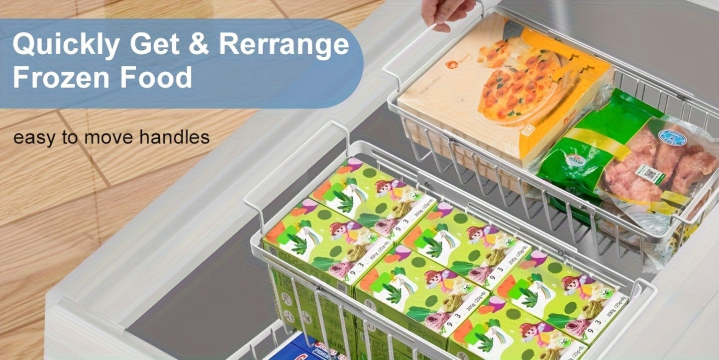 Freezer Organizer Bins, Expandable Chest Freezer Baskets with Hanging Handles – Adjustable Wire Basket 15.6" to 24.3"