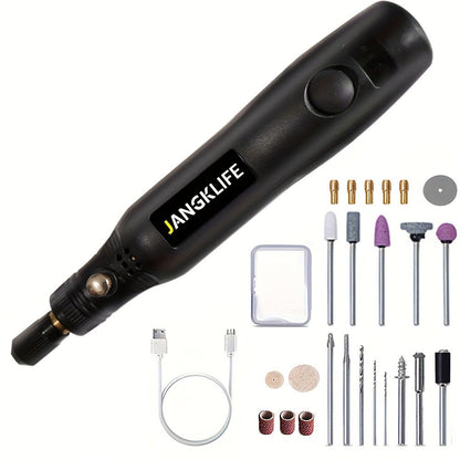 Mini Cordless Rotary Tool Kit - USB Rechargeable Li-Ion Battery, 3-Speed 5000-15000RPM for Entryways, Bedrooms and Living Spaces