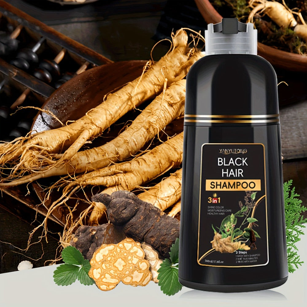 Hair Color Shampoo, YANYUTONG 3-in-1 Black Hair and Beard Color Two-Pack with 500ml Bottles