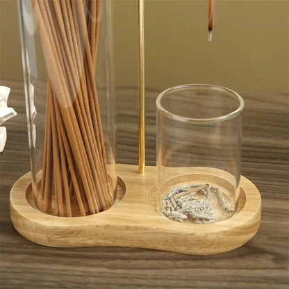 Glass Incense Burner 2-in-1 with Removable Ash Collector & Candle Holder, Incense Stick Holder for Meditation