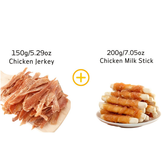 Dog Jerky Treats 400g Mixed Flavor Pack – Chicken & Duck Jerky, High Protein Low Fat, Long Lasting Chews, Digestible Training Reward Snacks