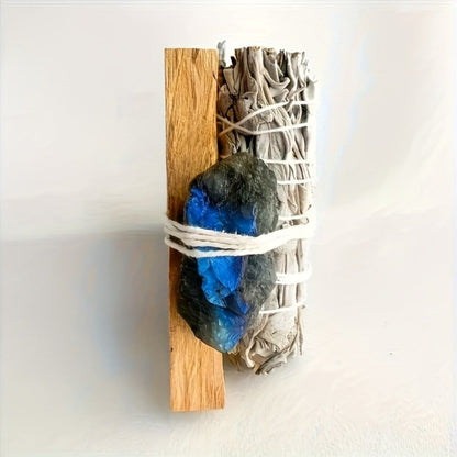 Natural Crystal White Sage Smudge Set for Space Cleansing Home Rituals Meditation Decor Teacher Appreciation Easter Gift Random Crystal