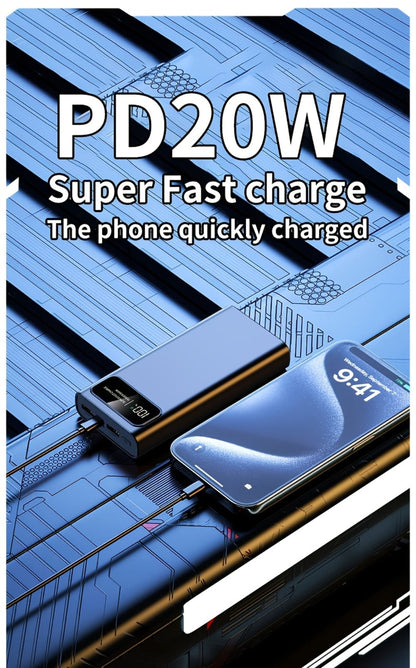 Power Bank 30000mAh 22.5W with Two-Way Charging, Dual USB, USB-C and Digital Display in White