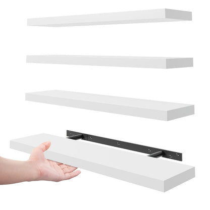 Floating Shelves Wall Mounted Set of 4 – 22 Inch Wall Shelves with Invisible Brackets for Bathroom Living Room Bedroom Kitchen Decor
