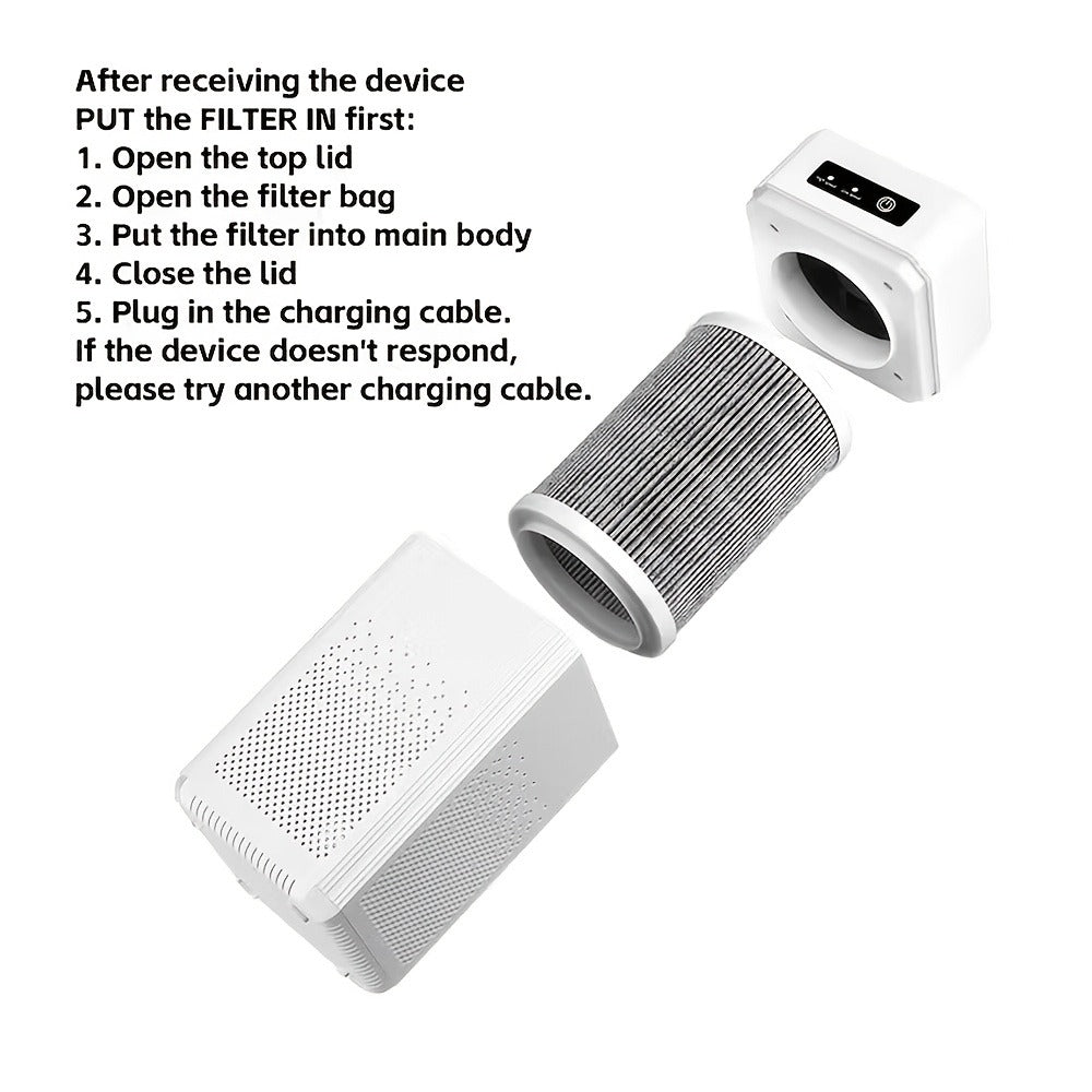Air Purifier Two-Pack with HEPA Filters, Replacement Filters and USB Charging Cables for Two Spaces