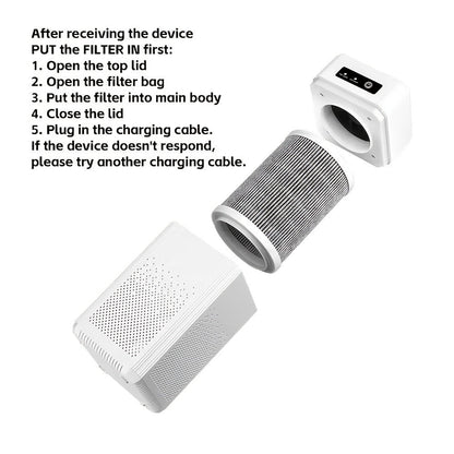 Air Purifier Two-Pack with HEPA Filters, Replacement Filters and USB Charging Cables for Two Spaces
