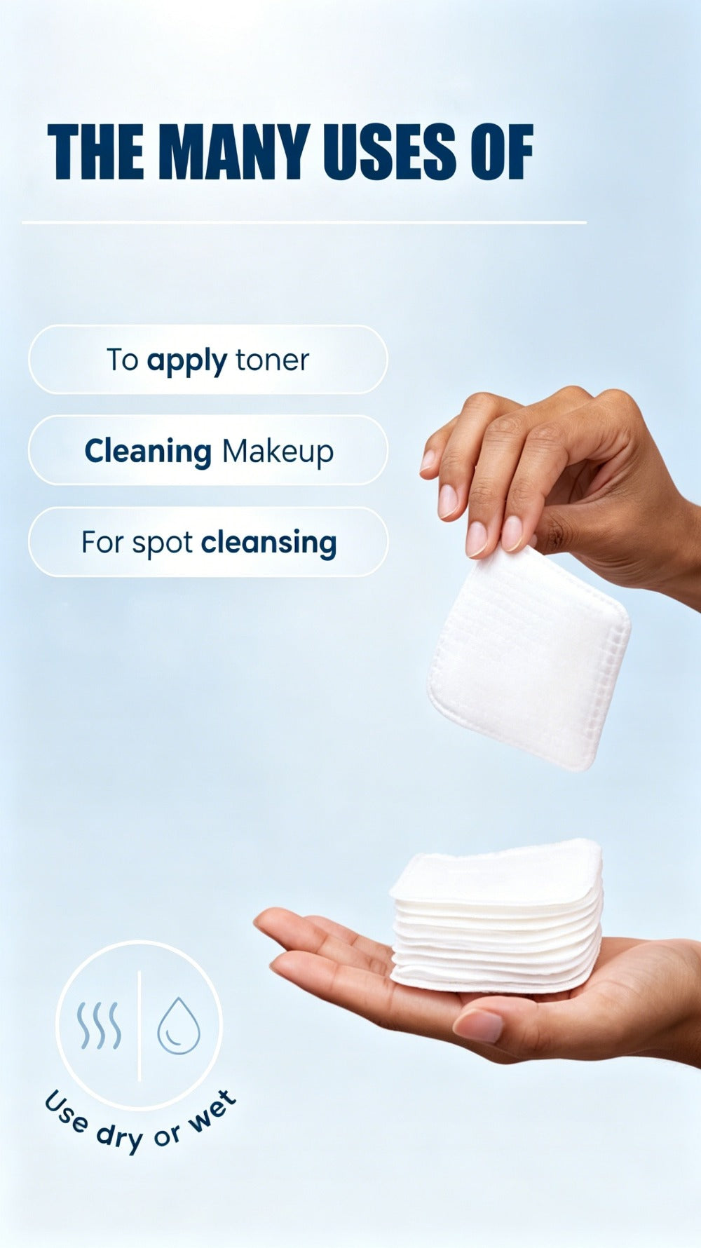Disposable Square Cleansing Pads 200pcs (2 Boxes x 100) Extra Thick Soft Wet & Dry Facial Pads for Daily Skincare Makeup Removal