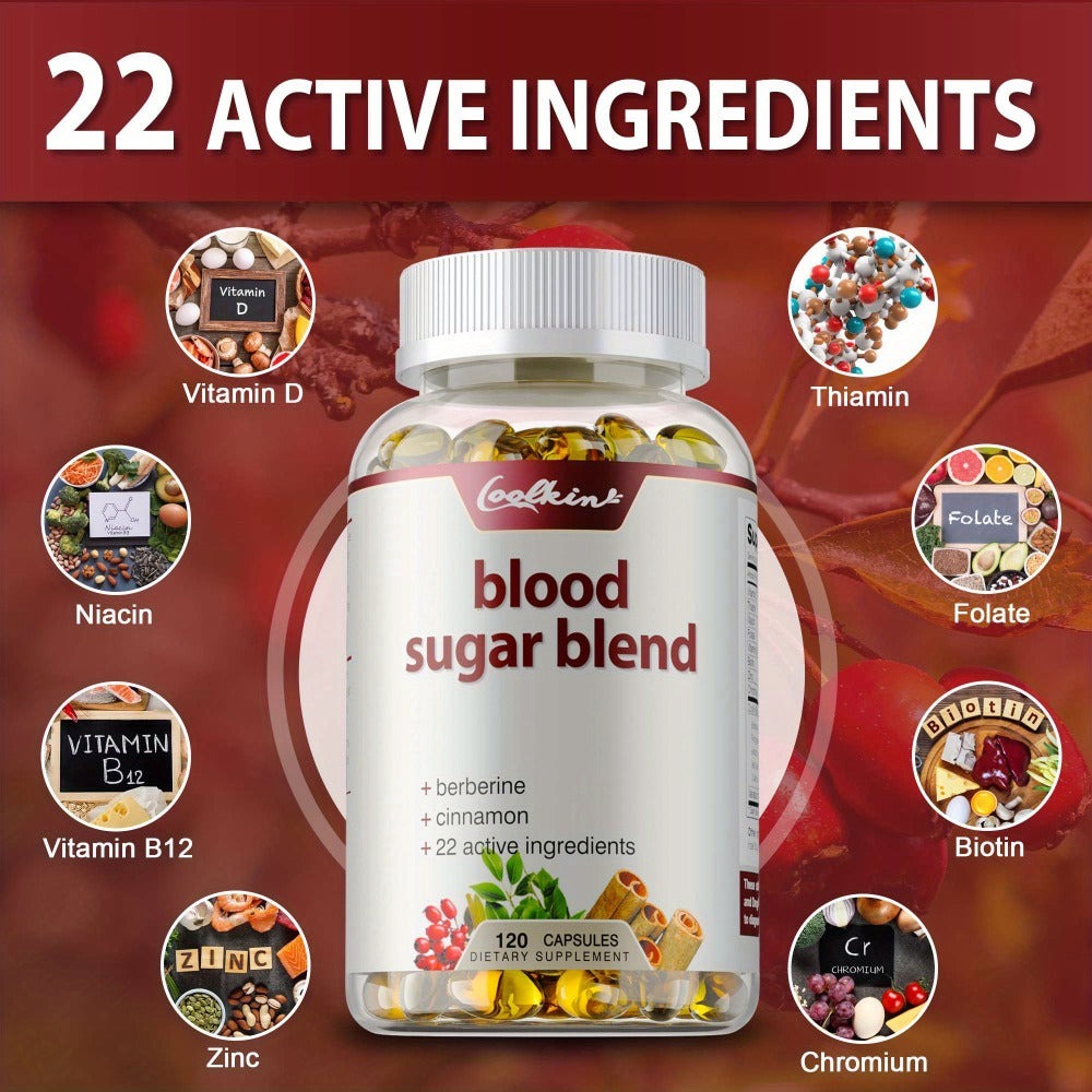 Blood Sugar Blend 120 Capsules, Berberine HCL, Cinnamon, CoQ10, Turmeric & Alpha Lipoic Acid