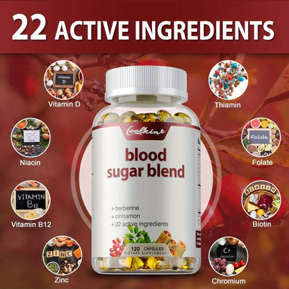 Blood Sugar Blend 120 Capsules, Berberine HCL, Cinnamon, CoQ10, Turmeric & Alpha Lipoic Acid