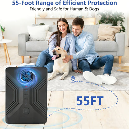 55ft Rechargeable Ultrasonic Bark Deterrent – USB Charged 1-Month Battery, 3 Frequency Modes 15–30KHz | Mountable Dog Barking Stopper