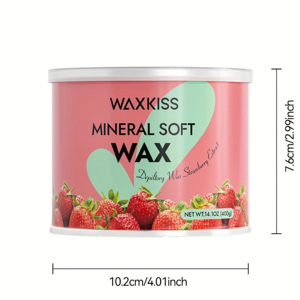Soft Wax for Hair Removal 400g WAXKISS Honey & Aloe Vera Strip Wax Jar for Face Underarms Legs Body Back All Skin Types DIY Home Salon