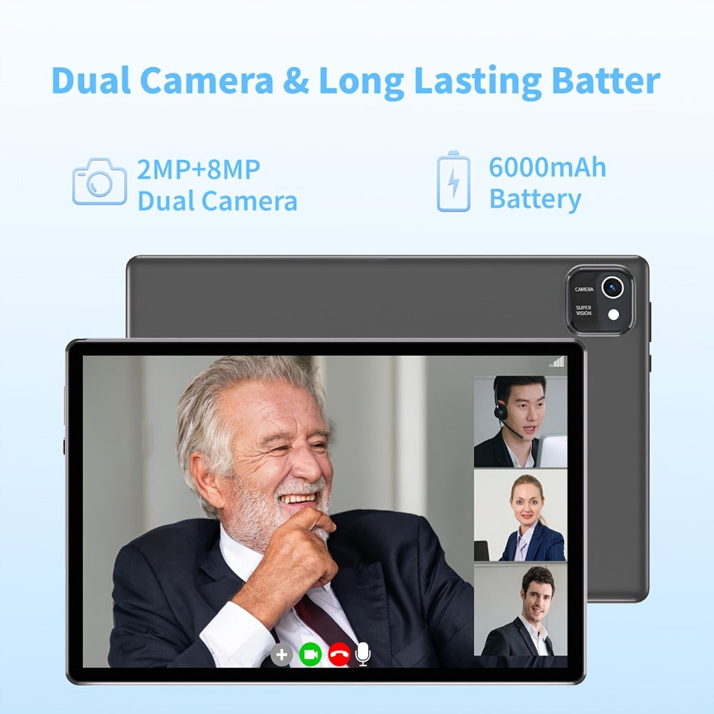 Android Tablet 10-Inch with Android 13, Quad-Core CPU, 6GB Advertised Memory and 64GB Internal Storage