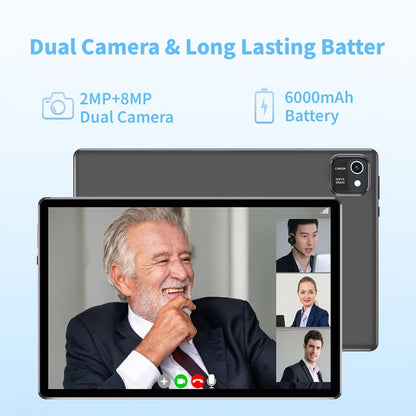 Android Tablet 10-Inch with Android 13, Quad-Core CPU, 6GB Advertised Memory and 64GB Internal Storage
