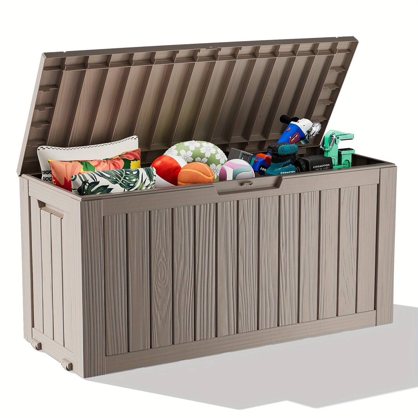 Large Resin Deck Box Lockable Outdoor Storage 80/100 Gallon, 345L UV Patio Storage Box for Garden, Patio and Yard Use