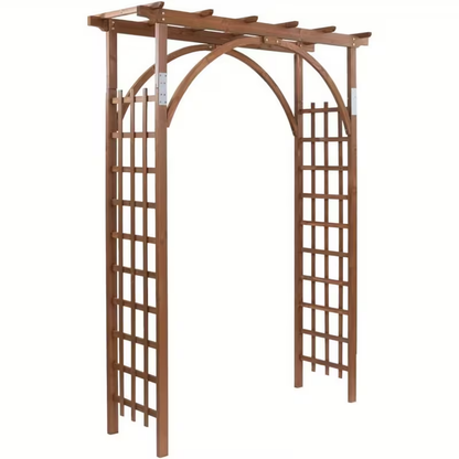85" Brown Wooden Wedding Arch – Garden Arbor for Ceremonies, Plant Trellis, Backyard Pergola, And Christmas Decoration