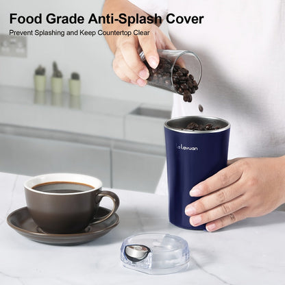 Electric Coffee Grinder 200W | Quiet Spice Grinder | 80g Large Capacity 12 Cups | 304 Stainless Steel Blade | One-Touch Operation | Grinds