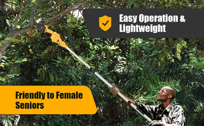 Electric Pole Saw 2-in-1 Cordless with 8" & 6" Chain, 20V 4.0Ah Battery, Adjustable Extendable Tree Pruner for Wood Cutting