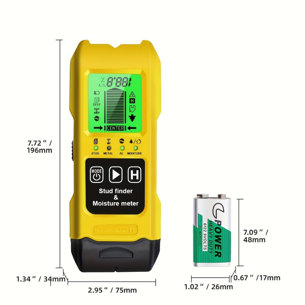 Stud Finder Wall Scanner 7-in-1 LCD Display Sound Alert, Wood Deep Stud Metal AC Wire Moisture Meter Temperature Sensor